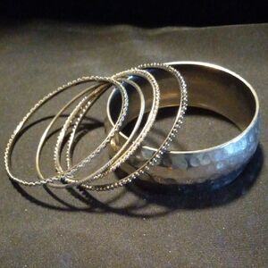 Elegant Silver Bangle Set